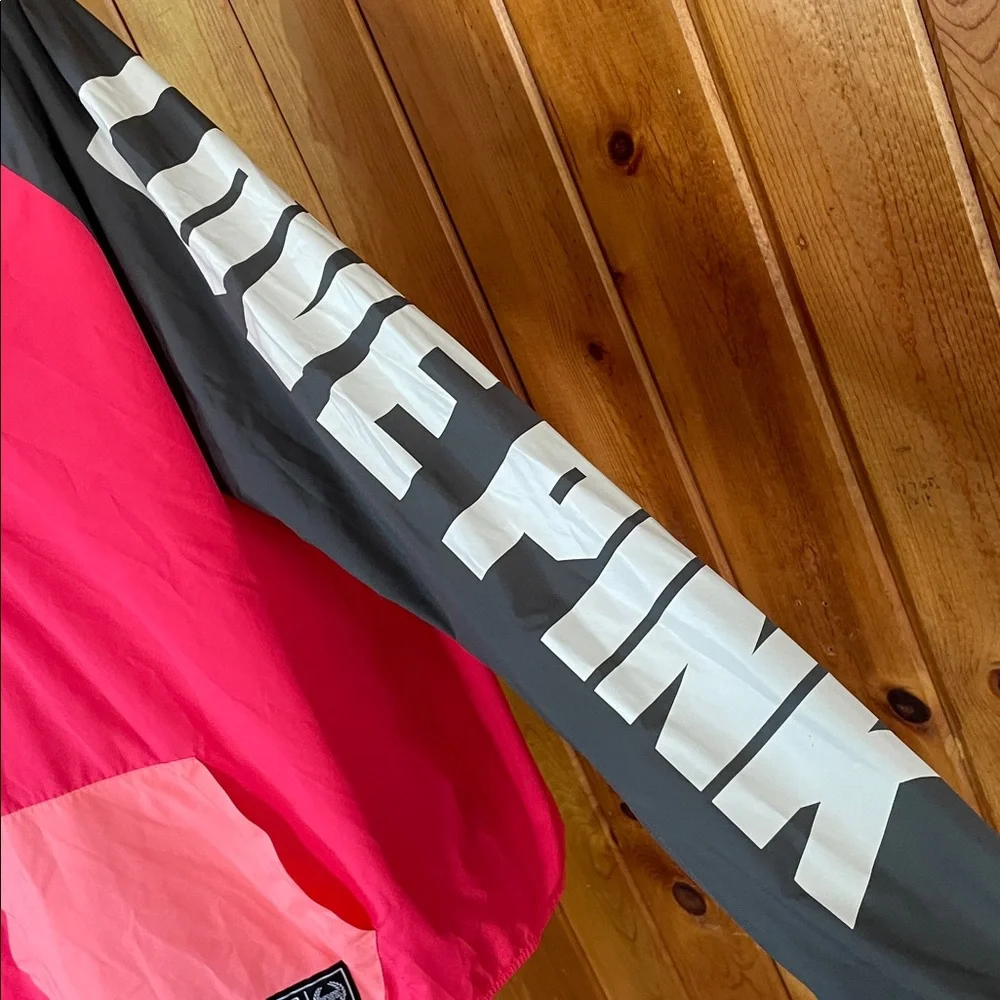 PINK Victoria's Secret Coral and Hot Pink Jacket windbreaker jacket MD/LG rain - Picture 5 of 8